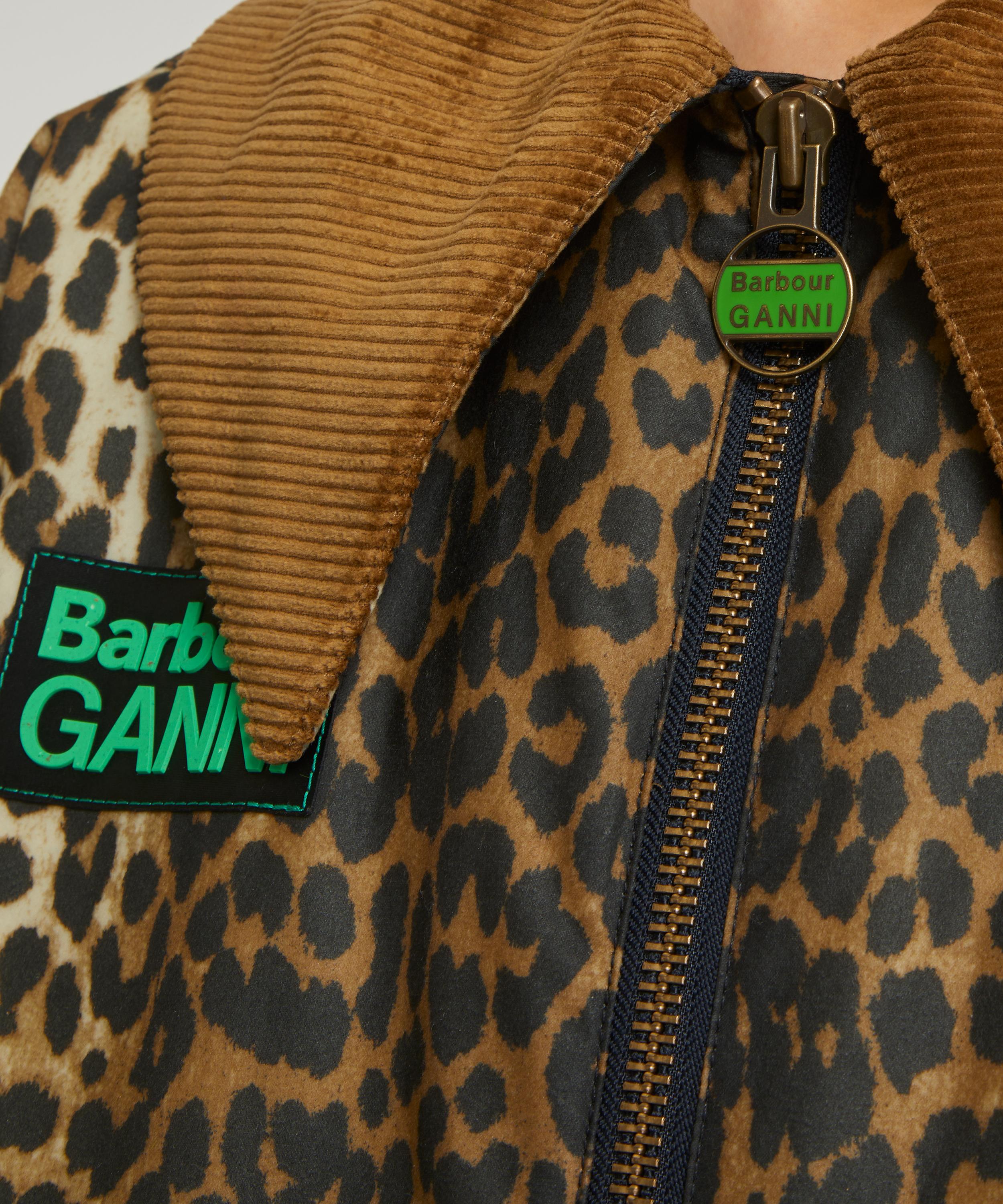 Barbour - x GANNI Leopard Print Bomber Wax Jacket image number 4