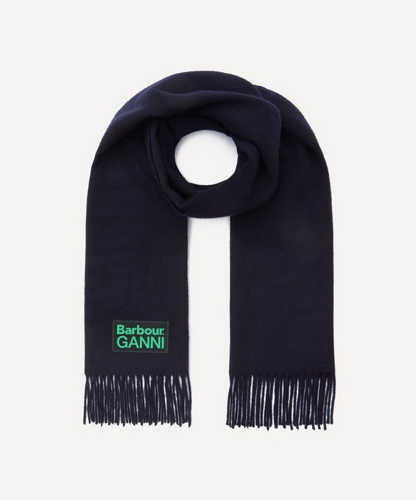Barbour - x GANNI Navy Lambswool Scarf image number null
