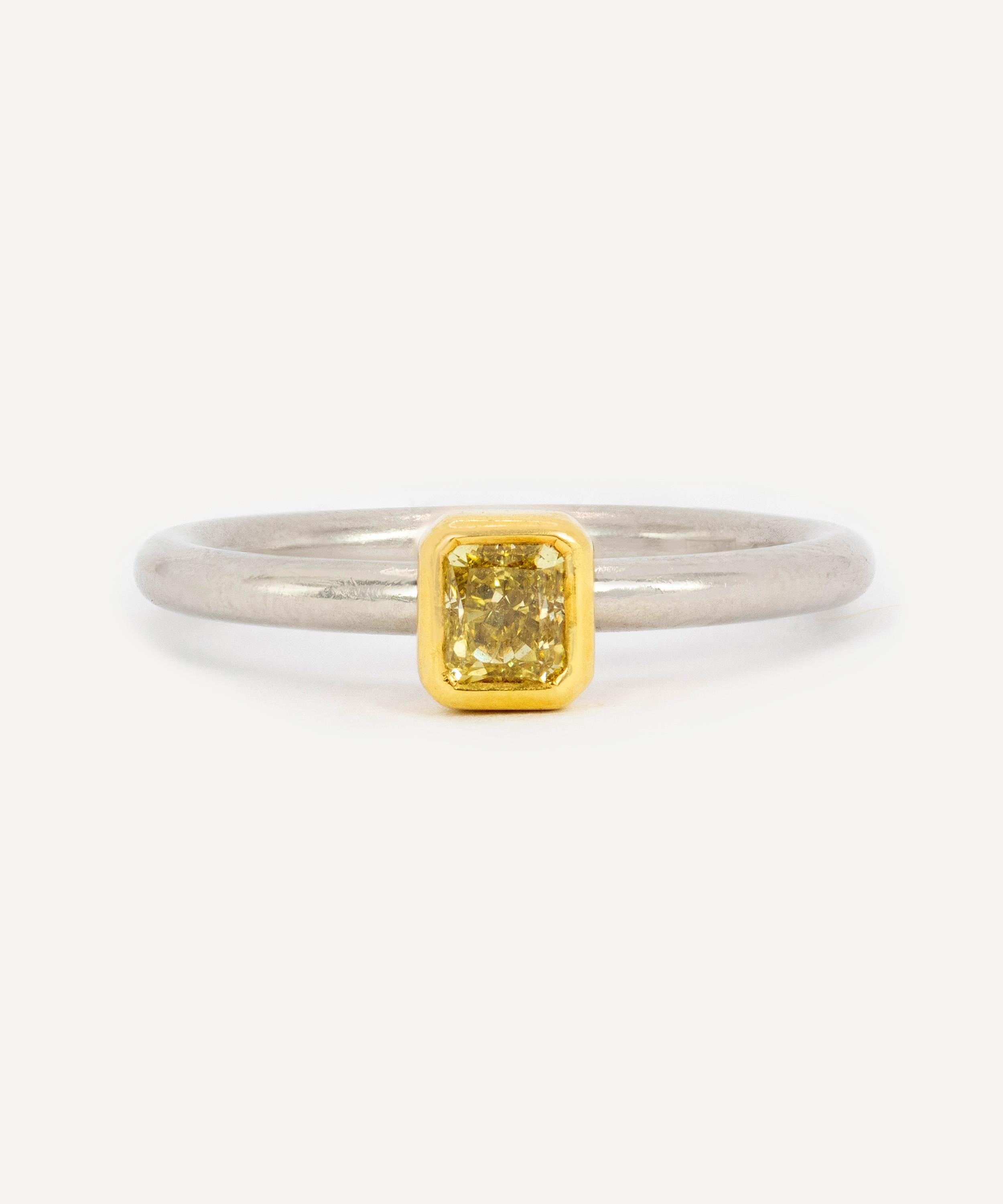 Kojis - Platinum Radiant Cut Yellow Diamond Ring image number 0
