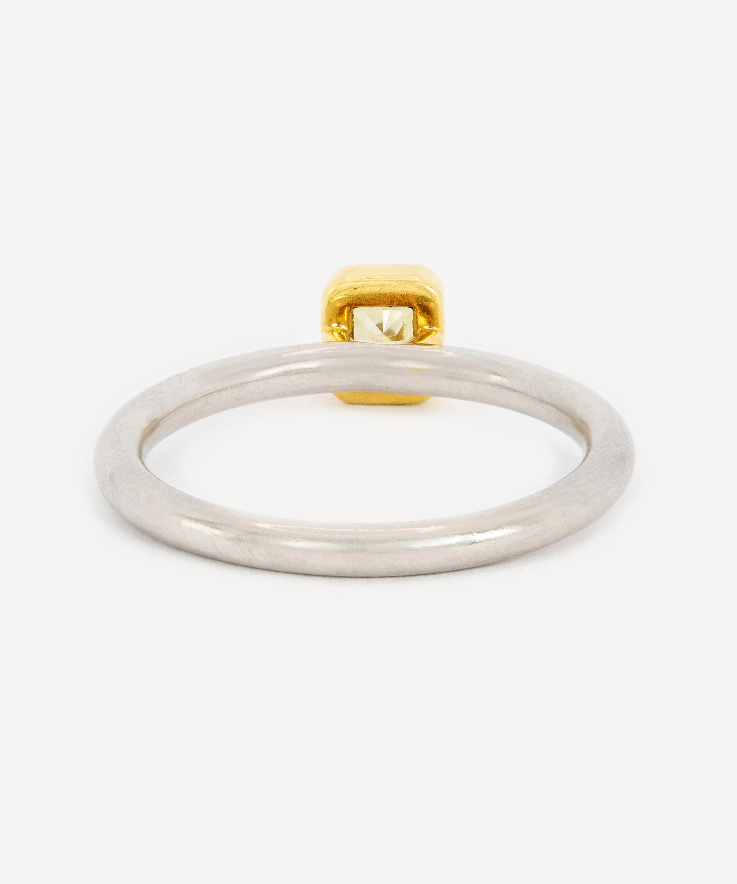 Kojis - Platinum Radiant Cut Yellow Diamond Ring image number 2