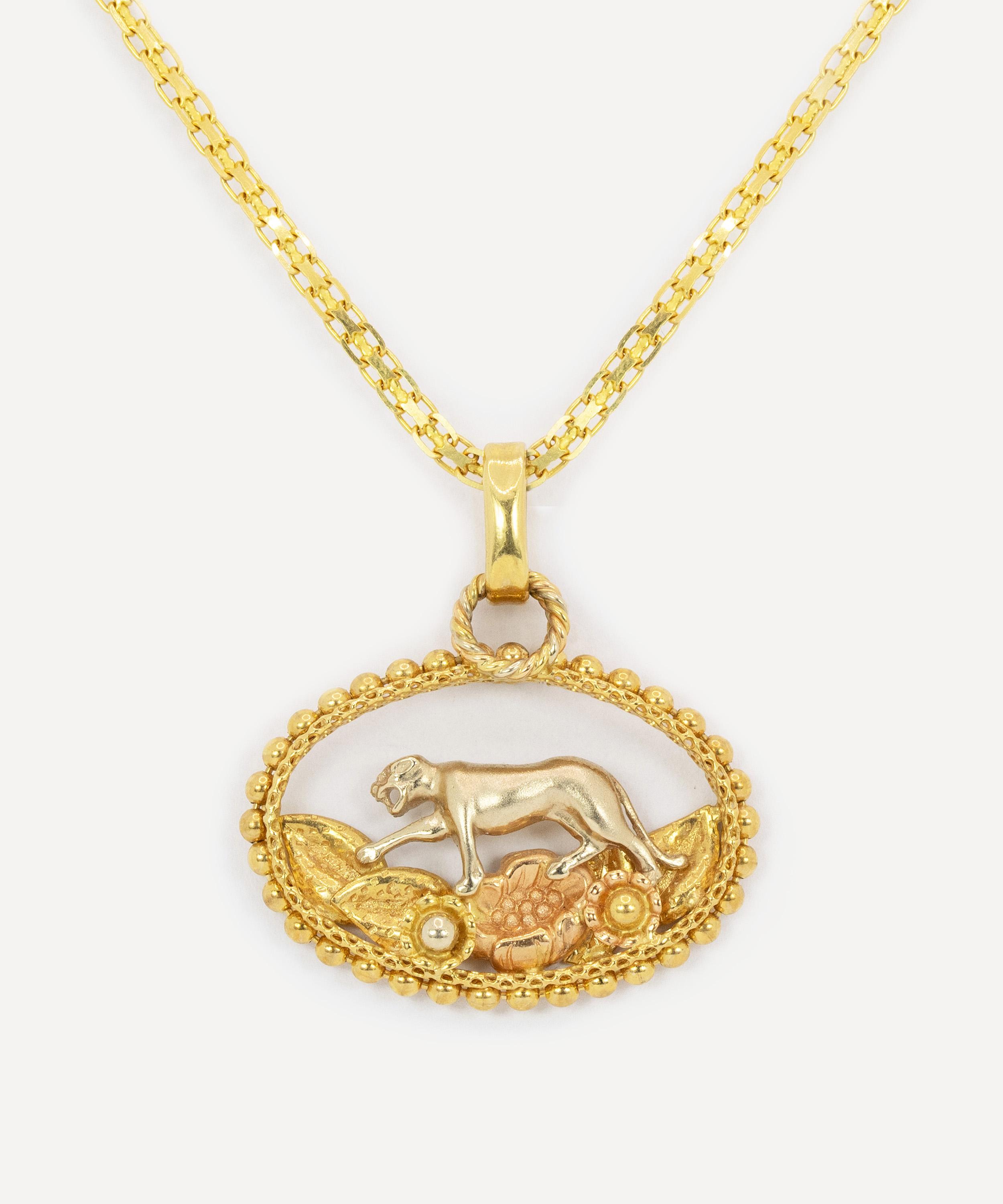 Kojis - 18ct Gold Vintage Panther Pendant Necklace image number 0
