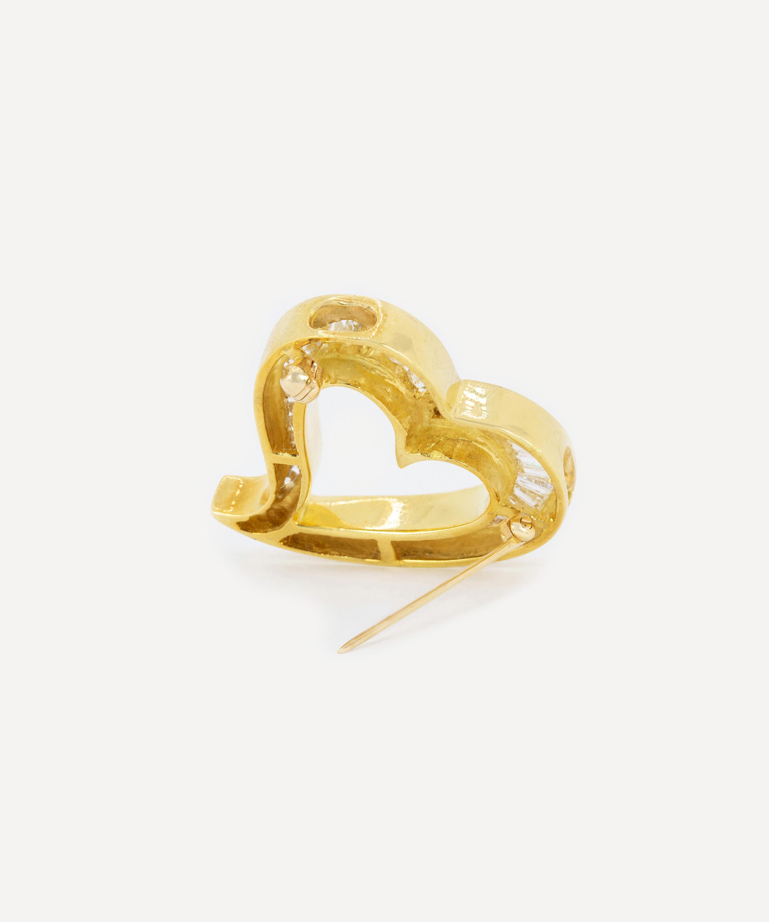 Kojis - 18ct Gold Vintage Open Heart Brooch image number 2