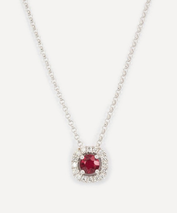Kojis - 18ct White Gold Ruby and Diamond Slider Pendant Necklace image number null