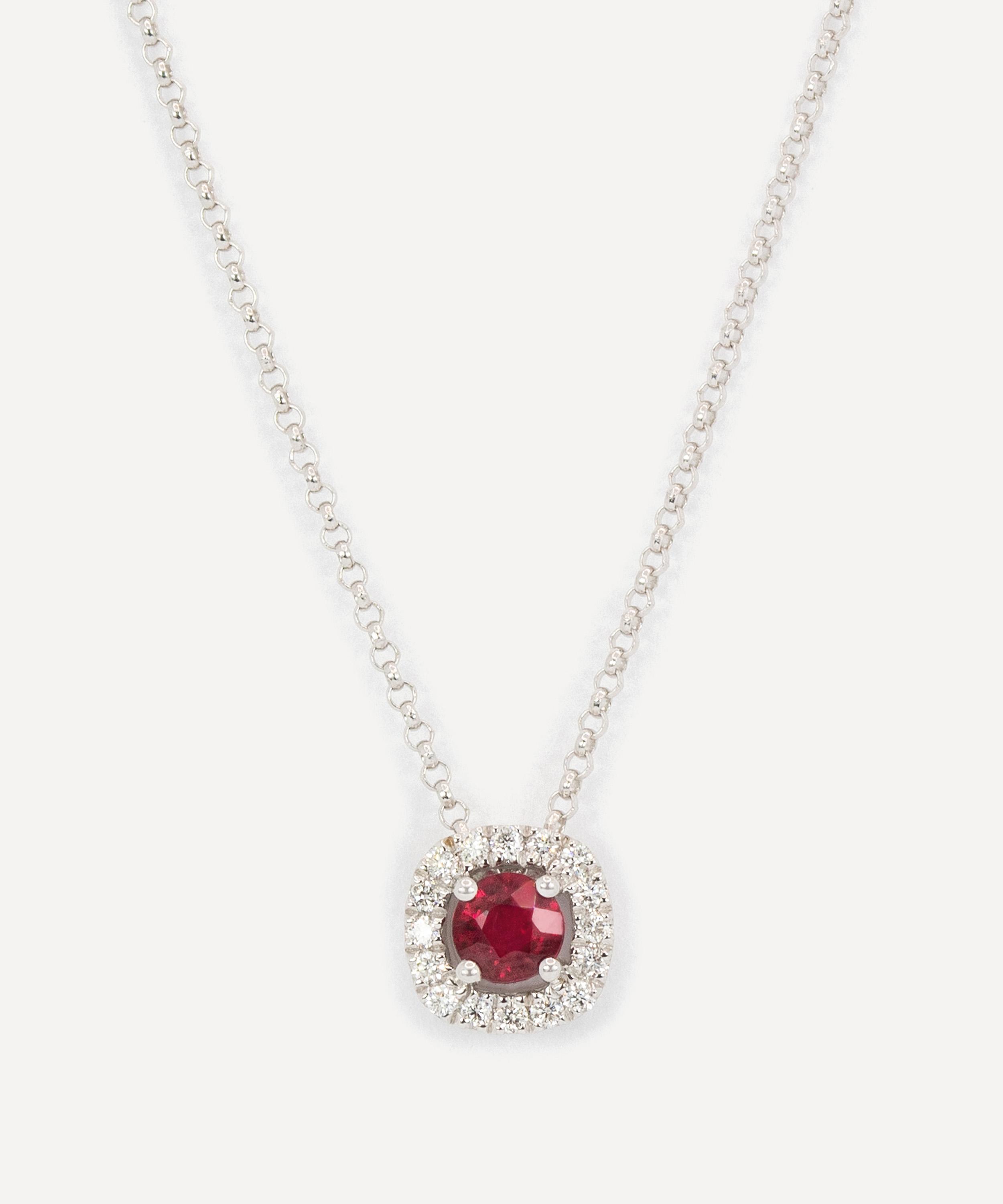 Kojis - 18ct White Gold Ruby and Diamond Slider Pendant Necklace