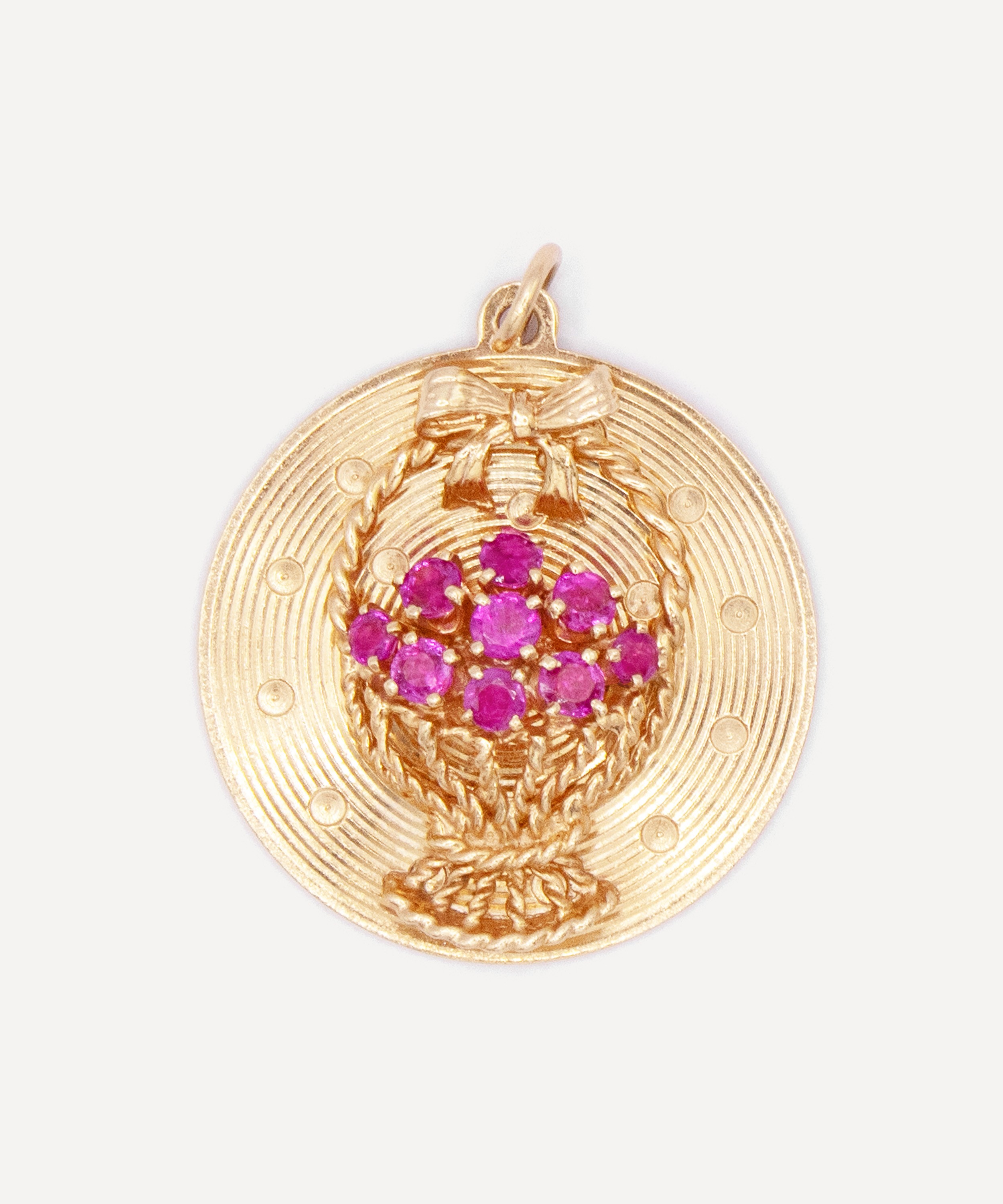 Kojis - 14ct Gold Vintage Ruby Basket Charm image number 0