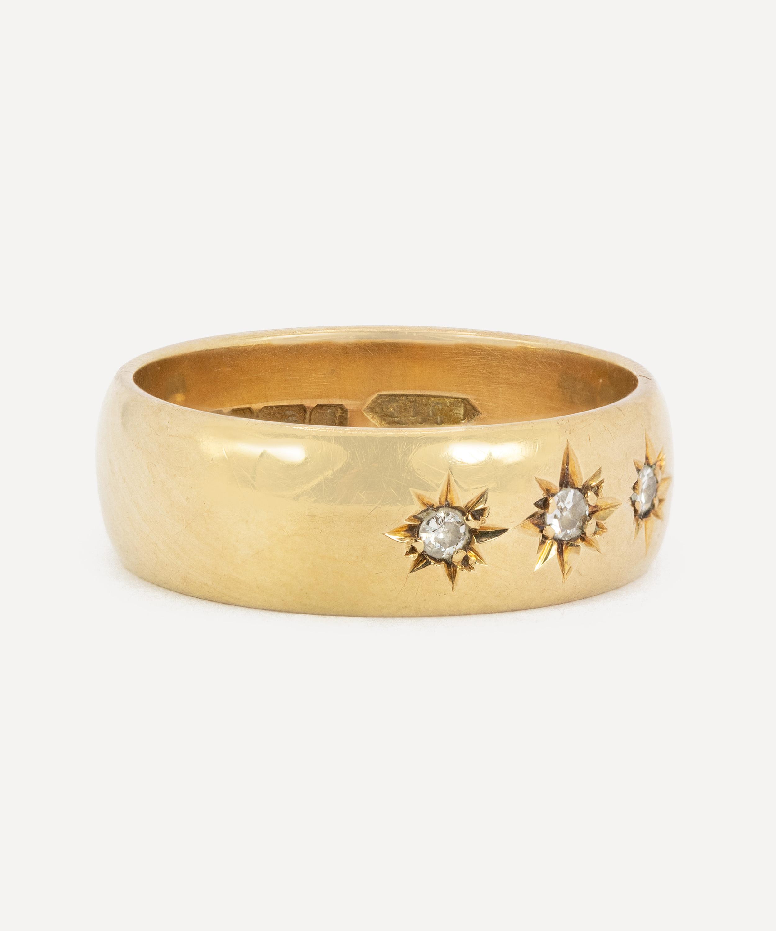 Kojis - 9ct Gold Vintage Diamond Gypsy Style Band Ring image number 1