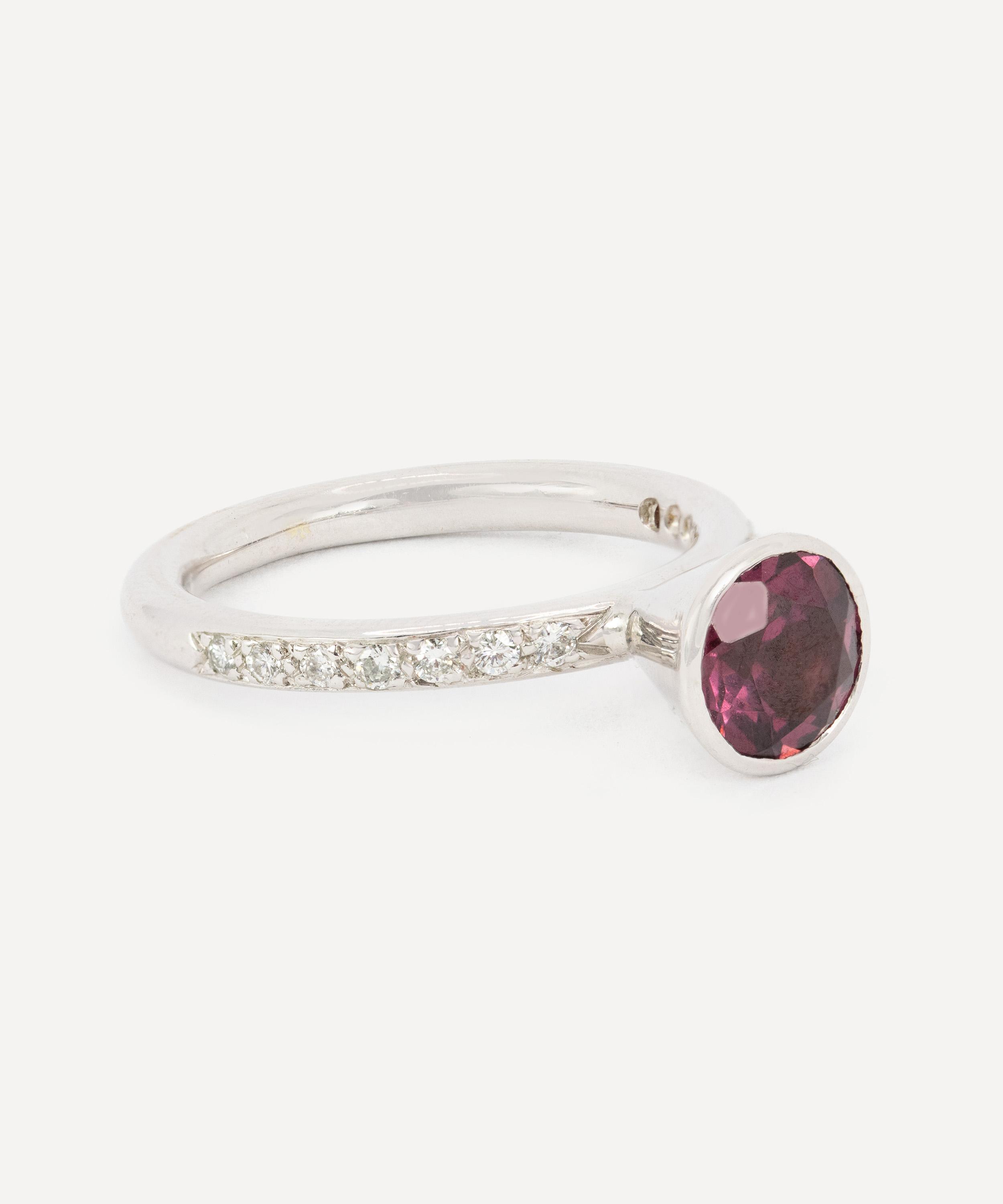 Kojis - 14ct White Gold Vintage Garnet and Diamond Ring image number 1