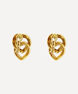 Kojis - 18ct Gold Diamond Set Double Heart Earrings image number 1