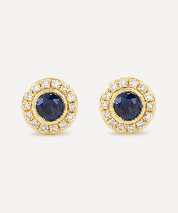 Kojis - 18ct Gold Sapphire and Diamond Cluster Stud Earrings image number null