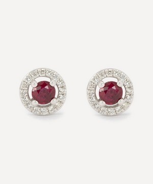 Kojis - 18ct White Gold Ruby and Diamond Cluster Stud Earrings image number 0