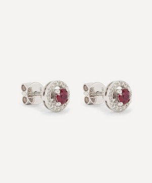 Kojis - 18ct White Gold Ruby and Diamond Cluster Stud Earrings image number 1