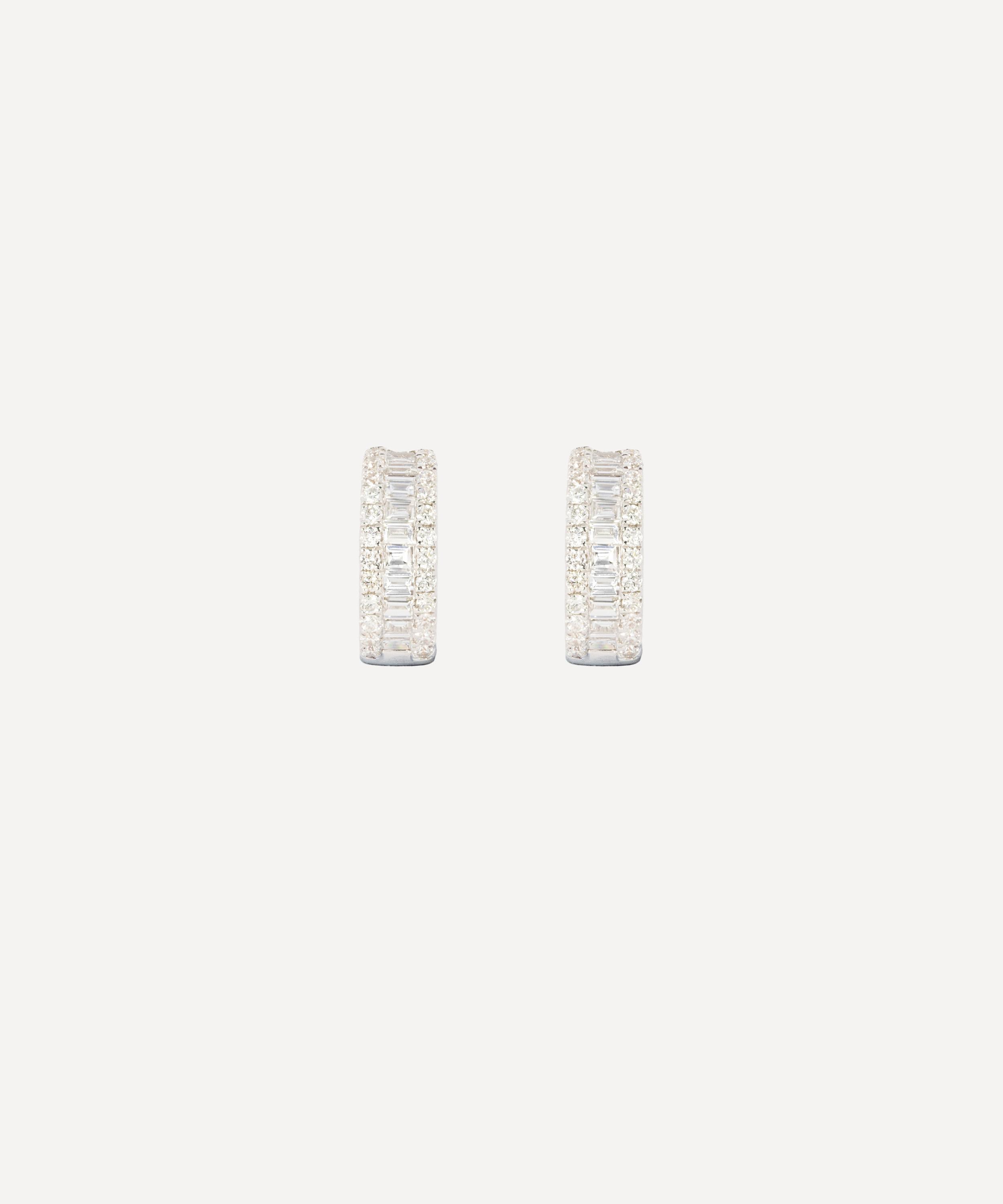 Kojis - 18ct White Gold Mix Cut Diamond Hoop Earrings image number 0
