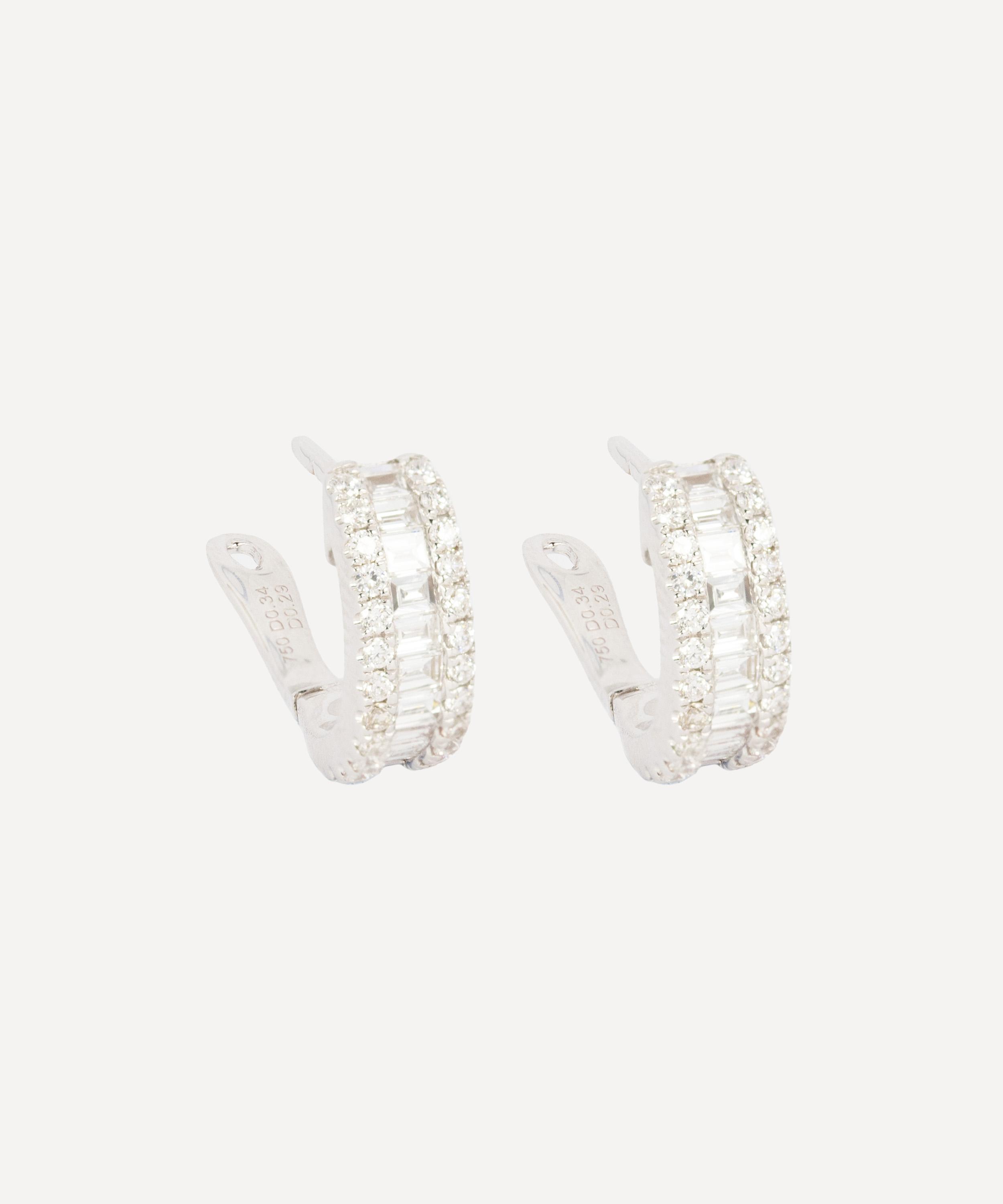 Kojis - 18ct White Gold Mix Cut Diamond Hoop Earrings image number 1
