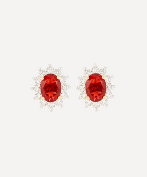 Kojis - 18ct Gold Fire Opal Cluster Stud Earrings image number 0