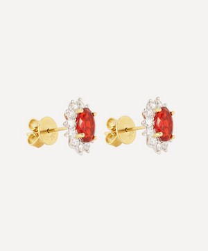 Kojis - 18ct Gold Fire Opal Cluster Stud Earrings image number 1