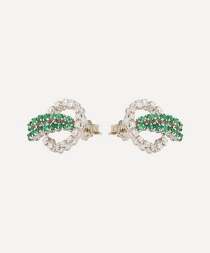 Kojis - 18ct White Gold Vintage Emerald and Diamond Spray Stud Earrings image number 1