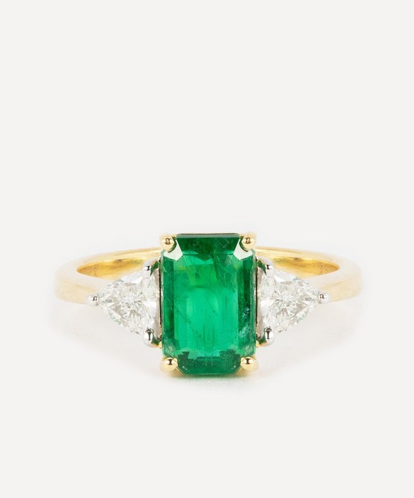 Kojis - 18ct Gold Emerald and Diamond Trilogy Ring