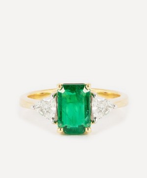 Kojis - 18ct Gold Emerald and Diamond Trilogy Ring image number 0