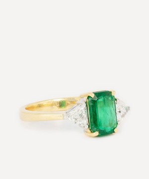 Kojis - 18ct Gold Emerald and Diamond Trilogy Ring image number 1