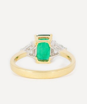 Kojis - 18ct Gold Emerald and Diamond Trilogy Ring image number 2