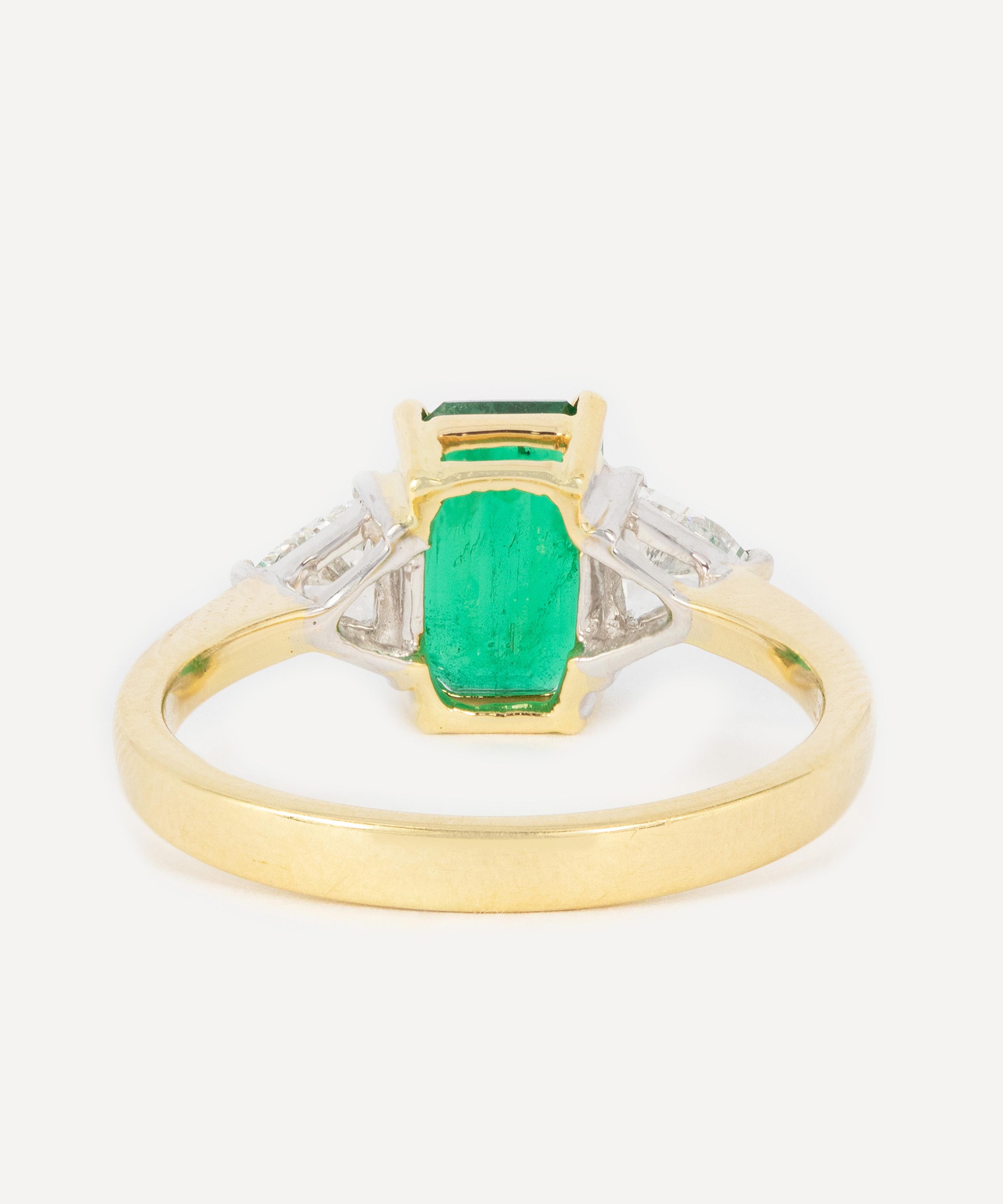 Kojis - 18ct Gold Emerald and Diamond Trilogy Ring image number 2