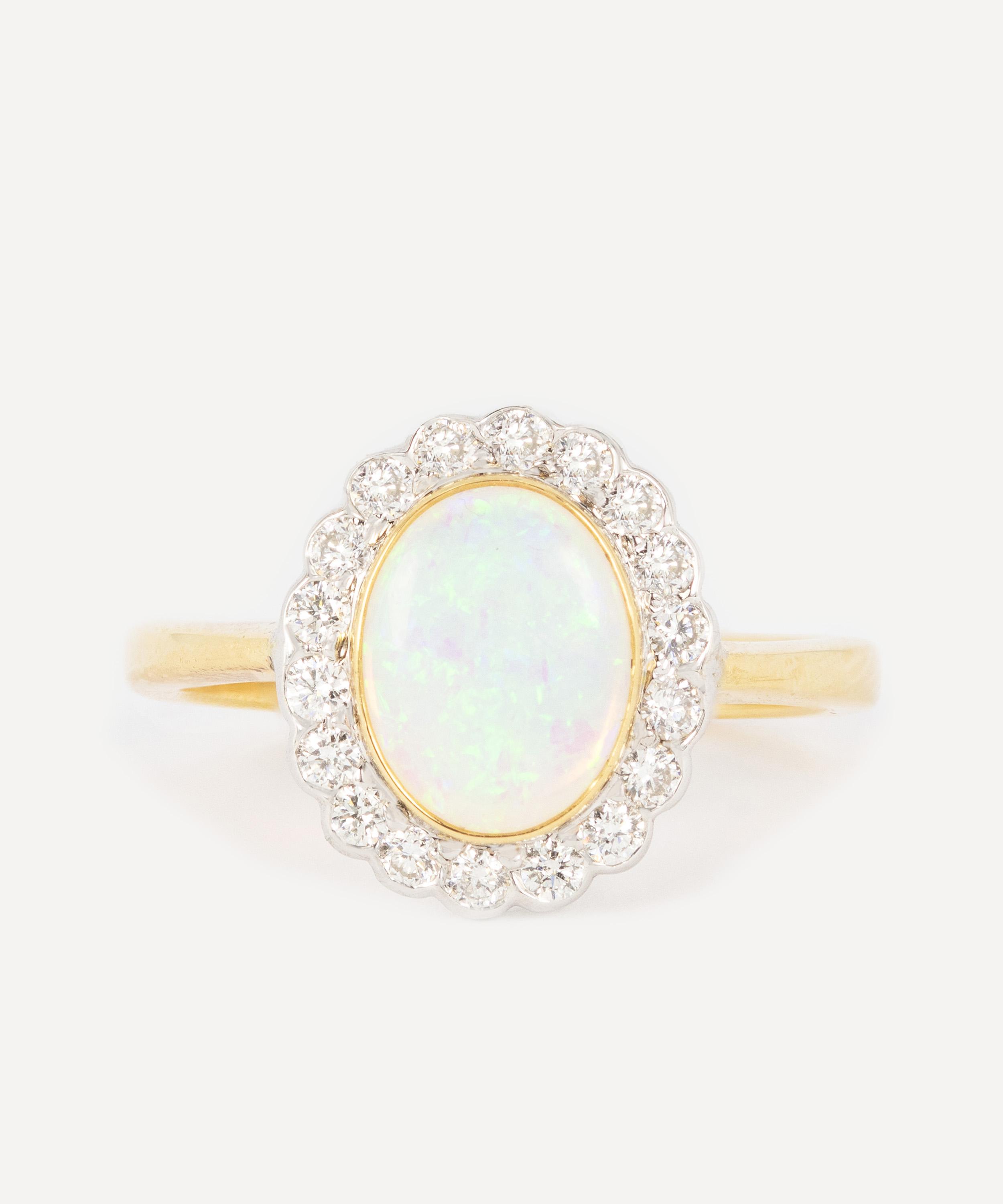 Kojis 18ct White Gold Opal and Diamond Daisy Cluster Ring | Liberty