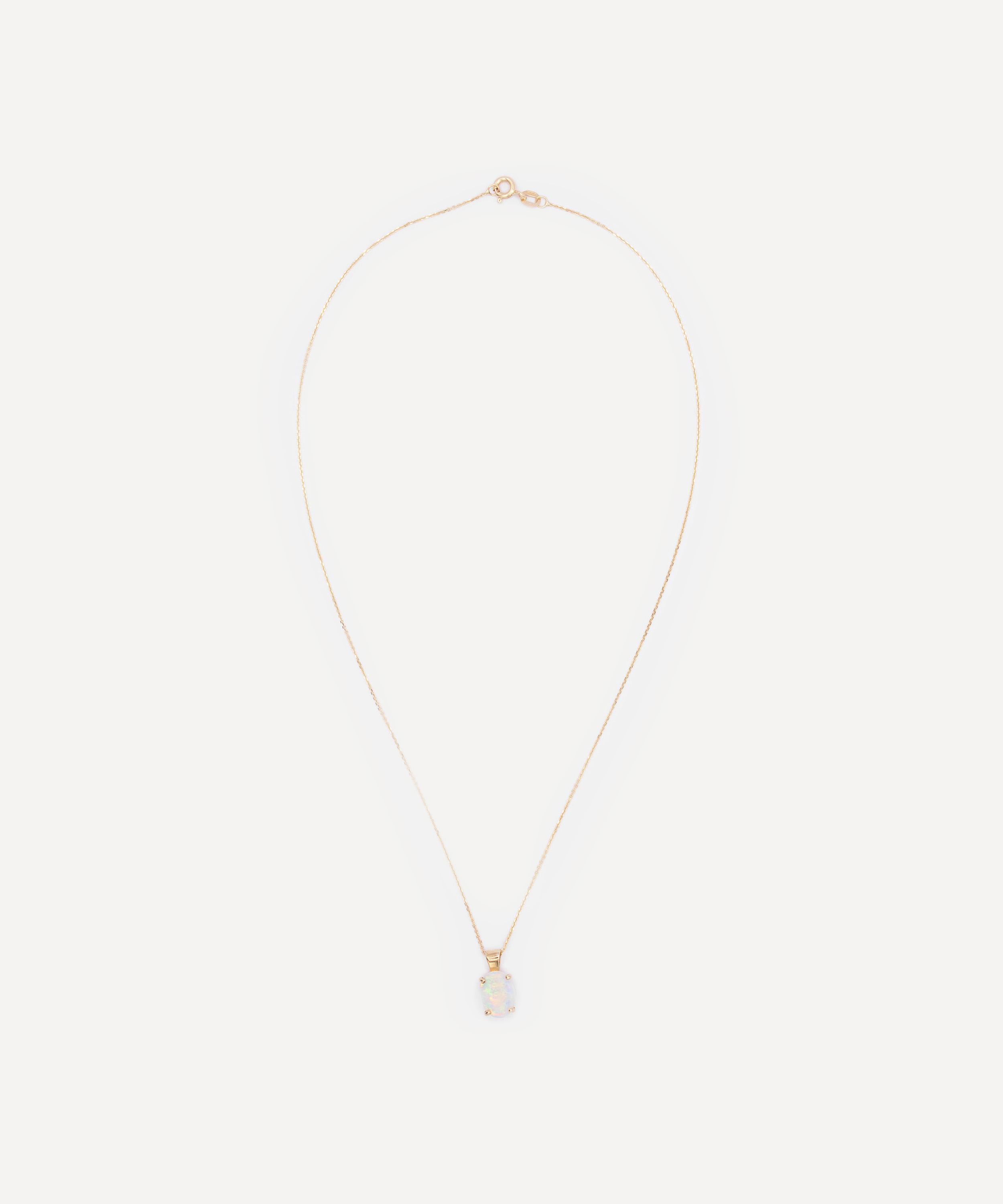 Kojis - 18ct Gold Single Stone Opal Pendant Necklace image number 1