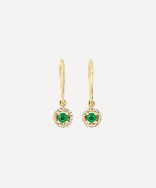 Kojis - 18ct Gold Emerald and Diamond Drop Earrings image number null
