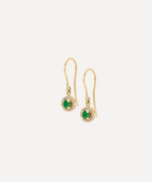 Kojis - 18ct Gold Emerald and Diamond Drop Earrings image number 1
