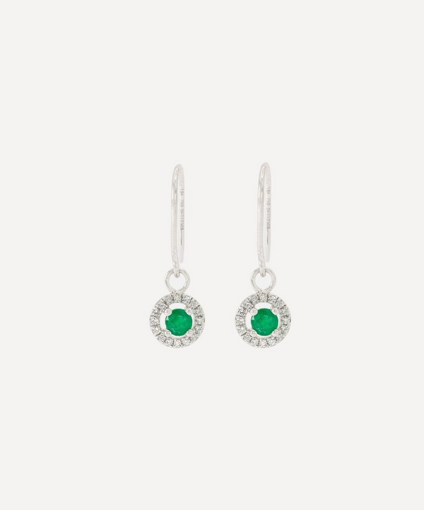 Kojis - 18ct White Gold Emerald and Diamond Drop Earrings