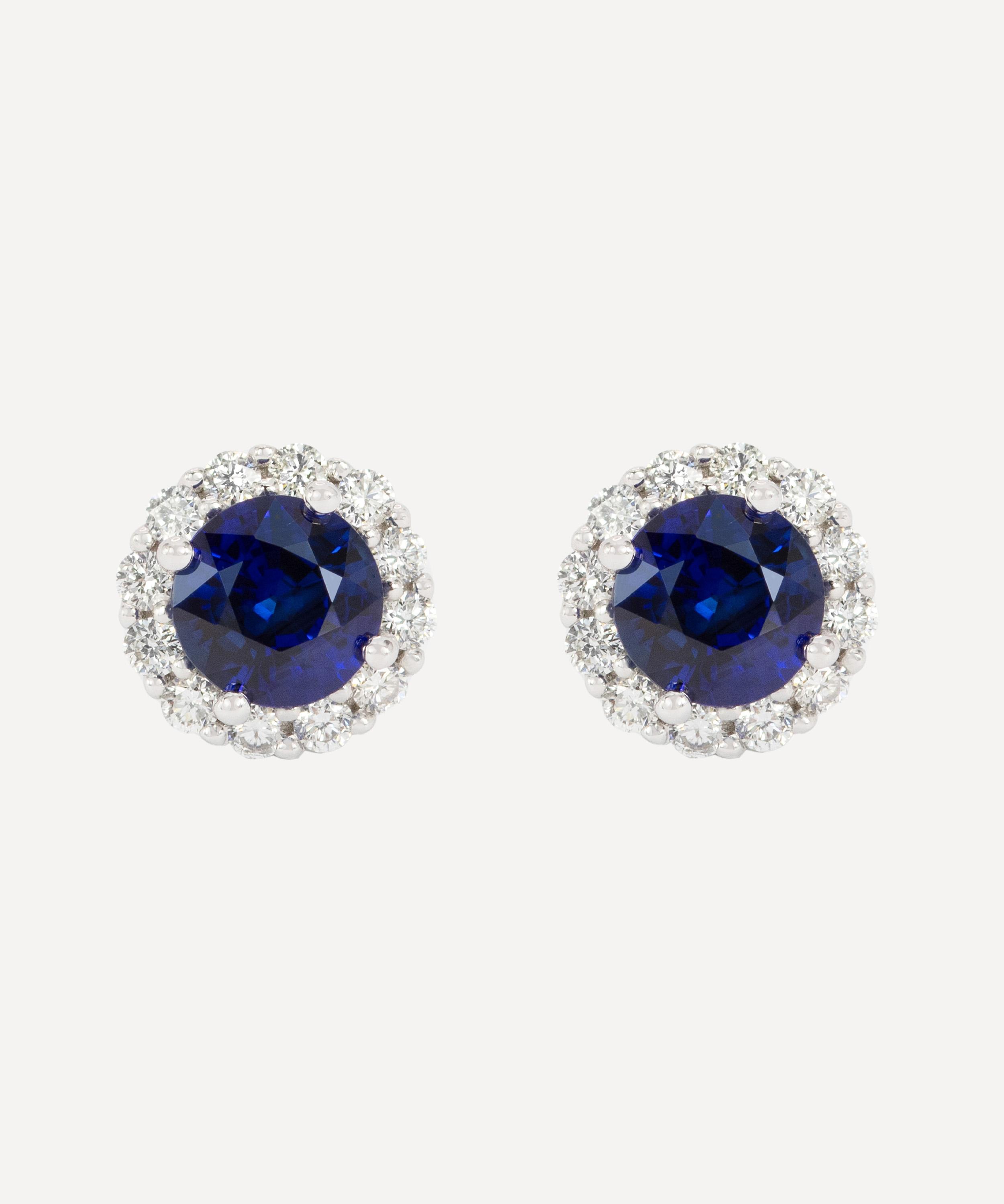 Kojis - 18ct White Gold Sapphire and Diamond Halo Cluster Earrings image number 0