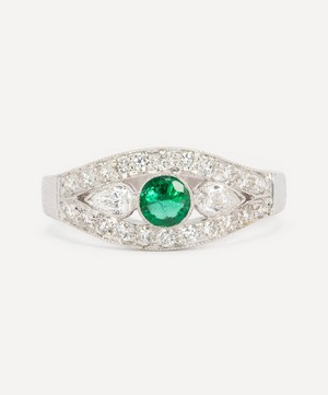 Kojis - 18ct White Gold Emerald and Diamond Fancy Band Ring image number 0