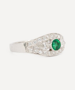 Kojis - 18ct White Gold Emerald and Diamond Fancy Band Ring image number 1