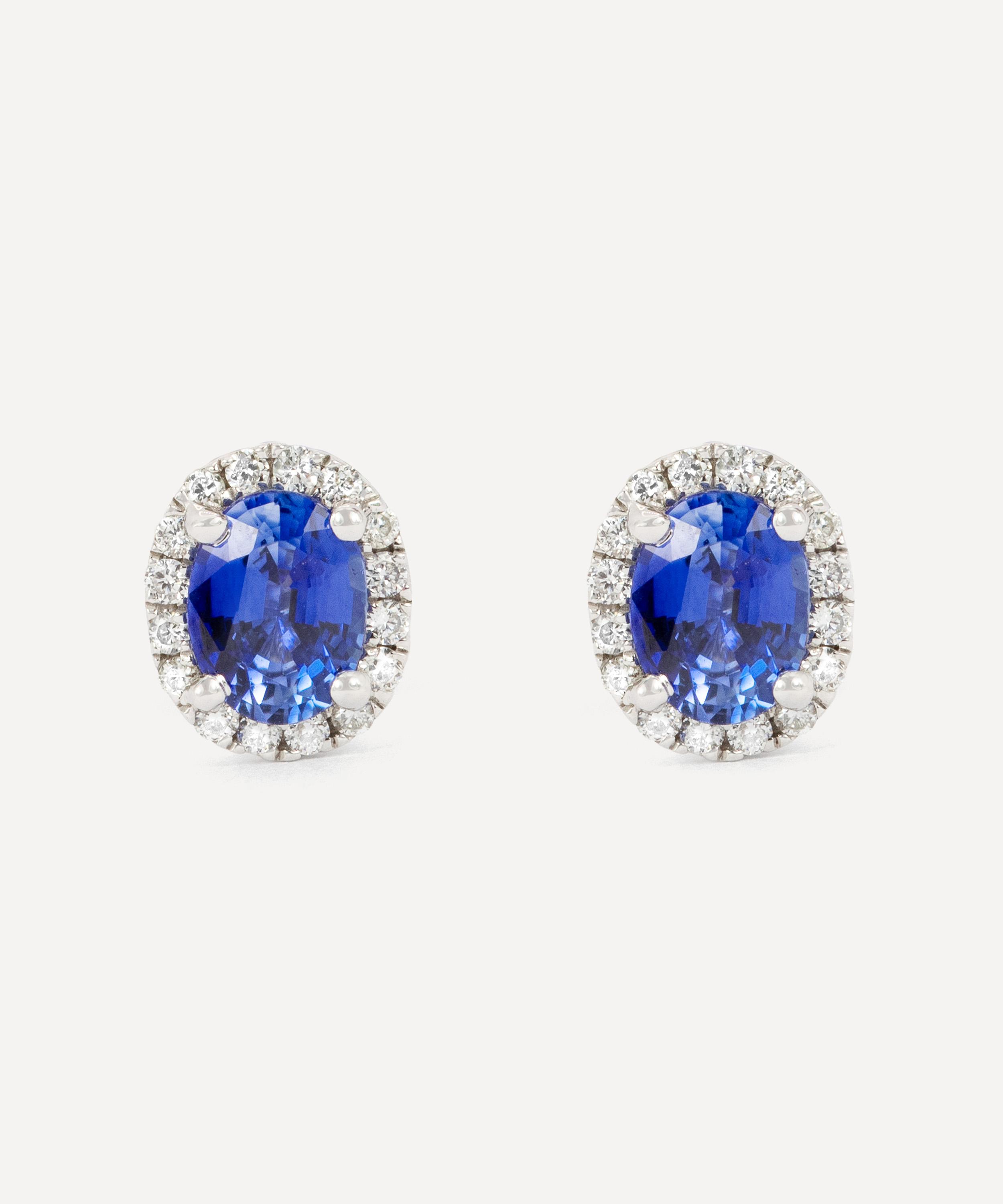 Kojis - 18ct White gold Sapphire and Diamond Stud Earrings image number 0