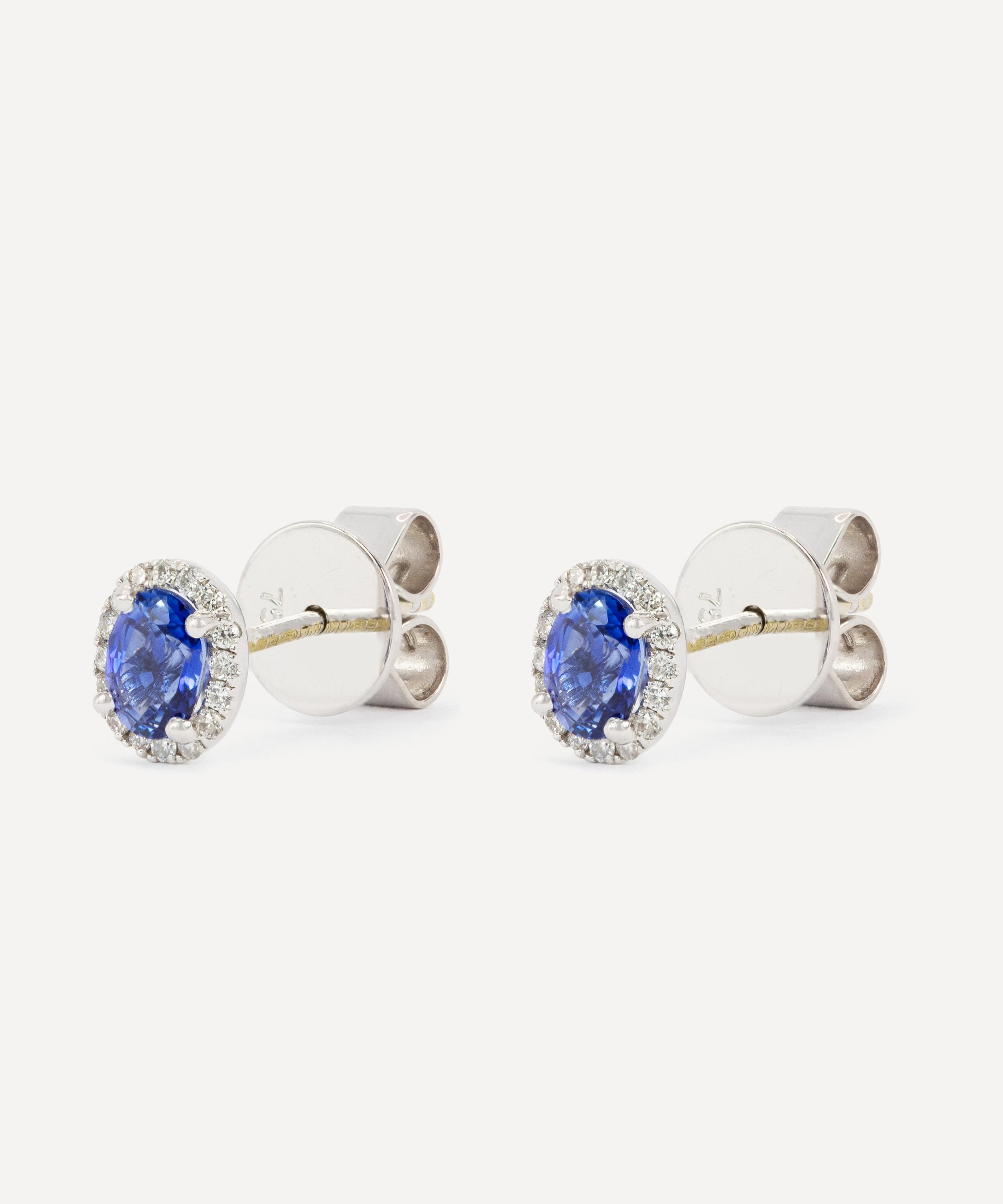 Kojis - 18ct White gold Sapphire and Diamond Stud Earrings image number 1