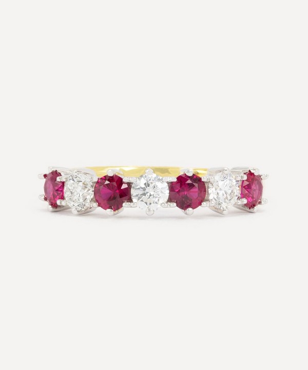Kojis - 18ct White Gold Ruby and Diamond Half Eternity Ring image number null