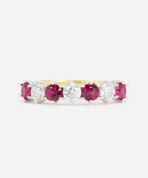 Kojis - 18ct White Gold Ruby and Diamond Half Eternity Ring image number 0