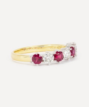 Kojis - 18ct White Gold Ruby and Diamond Half Eternity Ring image number 1