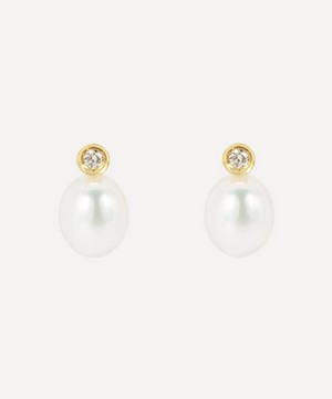 Kojis - 18ct Gold Pearl and Diamond Stud Earrings image number 0