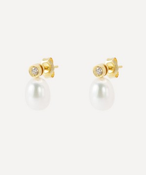 Kojis - 18ct Gold Pearl and Diamond Stud Earrings image number 1