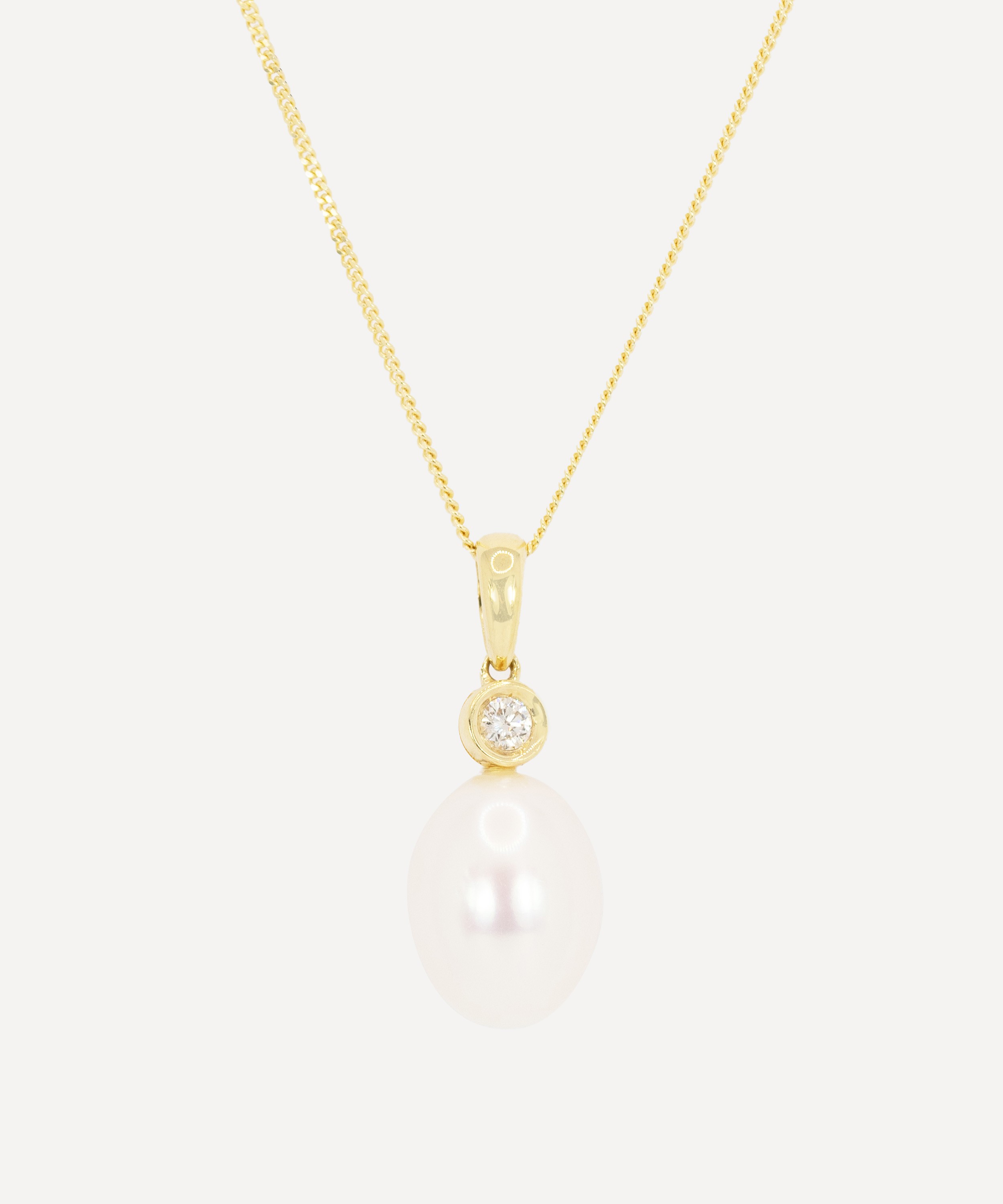 Kojis - 18ct Gold Pearl and Diamond Pendant Necklace image number 0