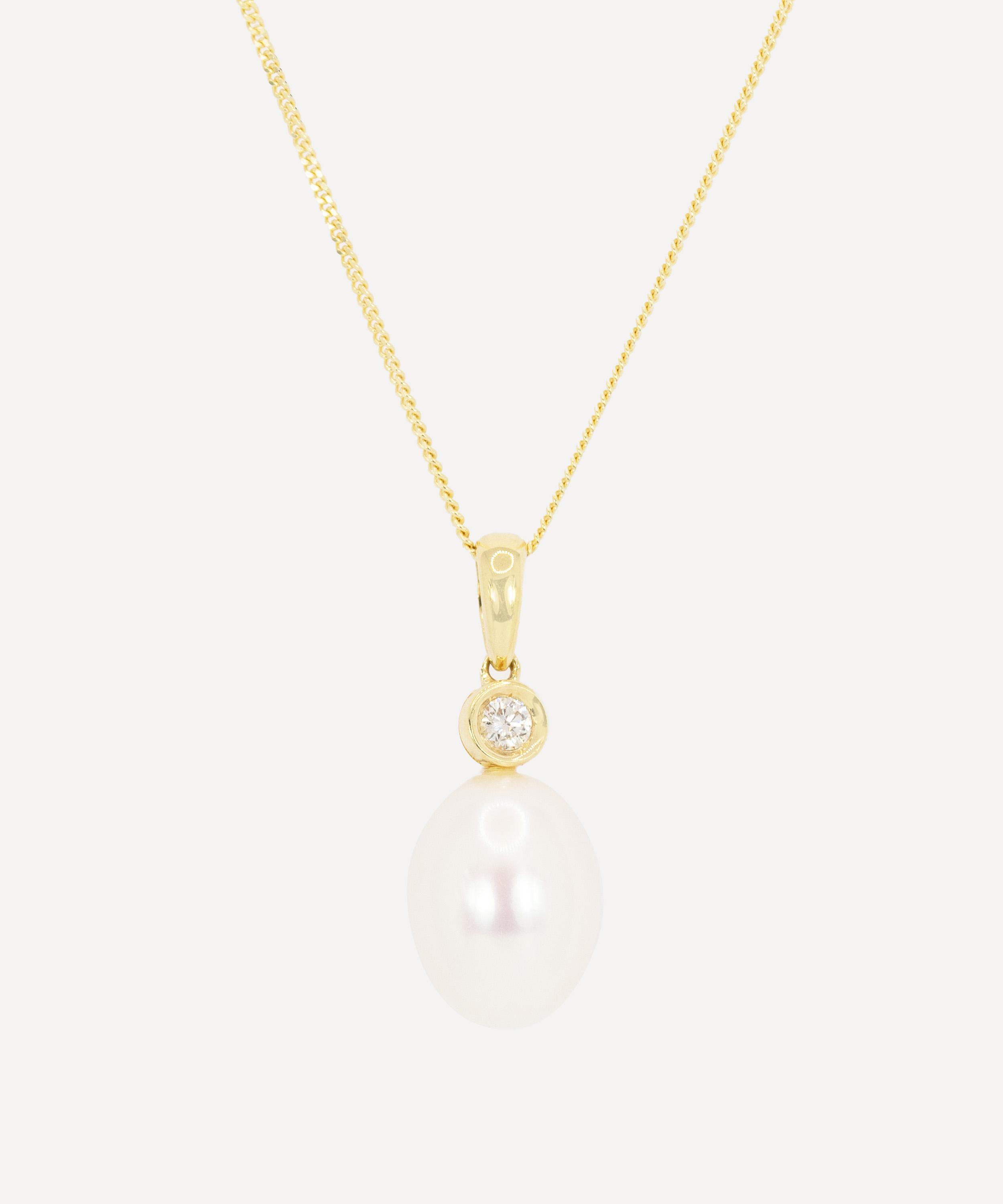 Kojis - 18ct Gold Pearl and Diamond Pendant Necklace image number 0