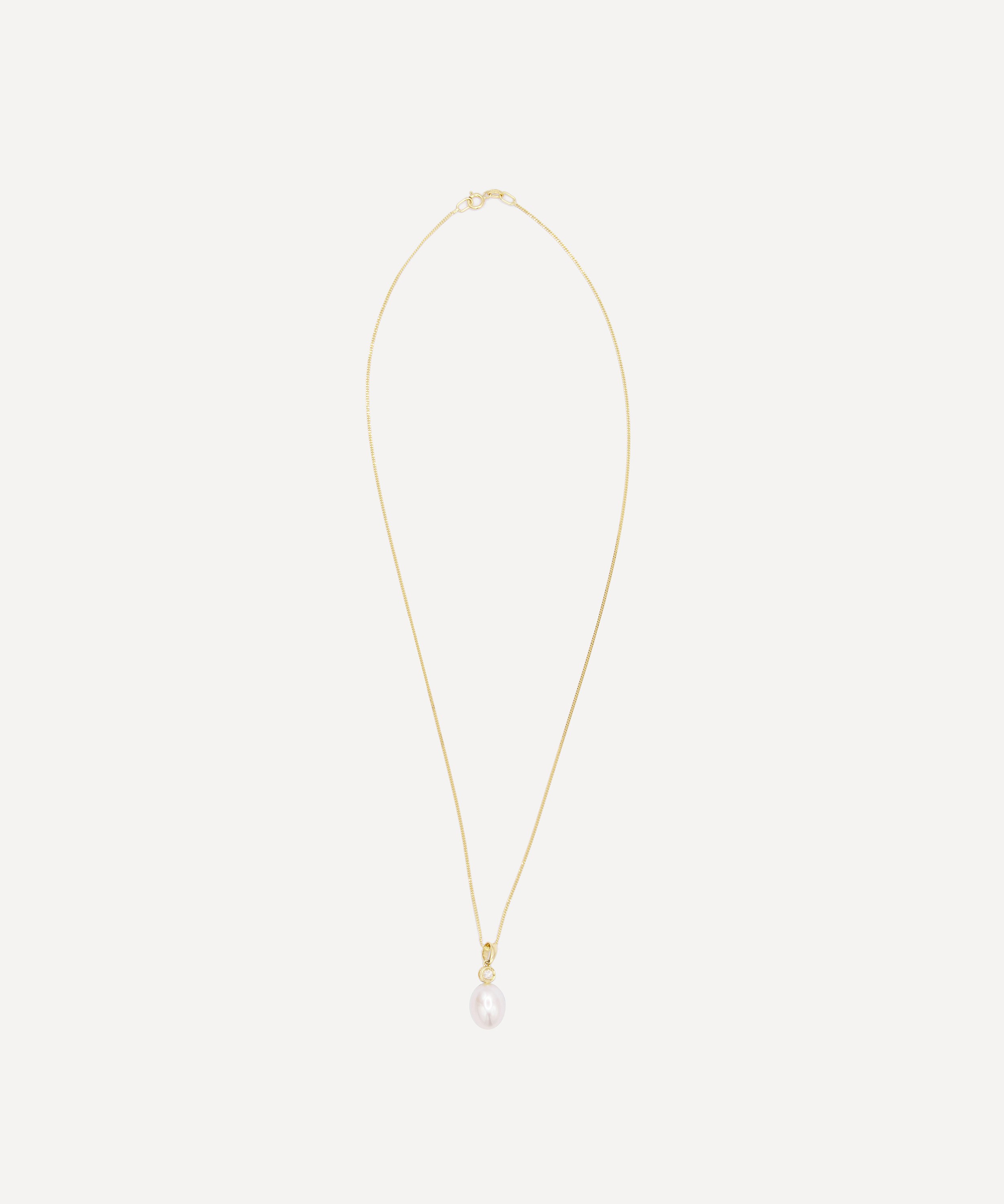 Kojis - 18ct Gold Pearl and Diamond Pendant Necklace image number 1