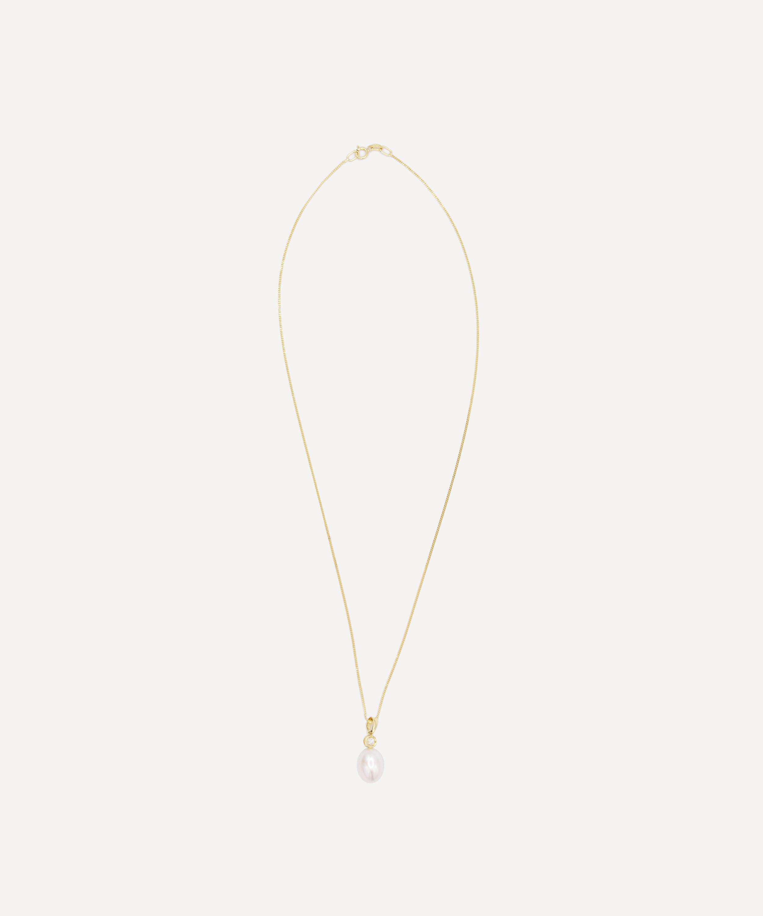 Kojis - 18ct Gold Pearl and Diamond Pendant Necklace image number 1