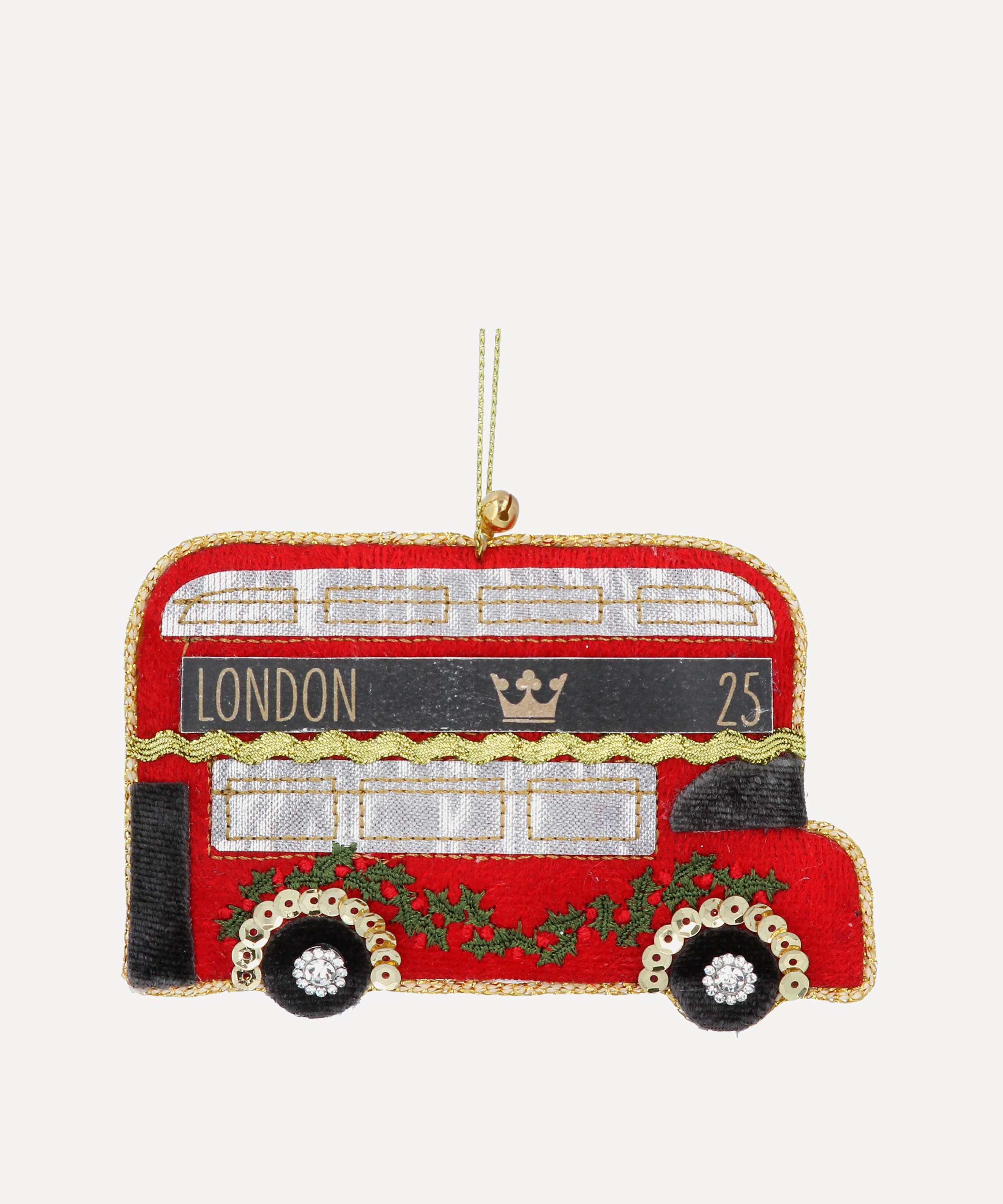 Christmas - London Bus with Holly Ornament