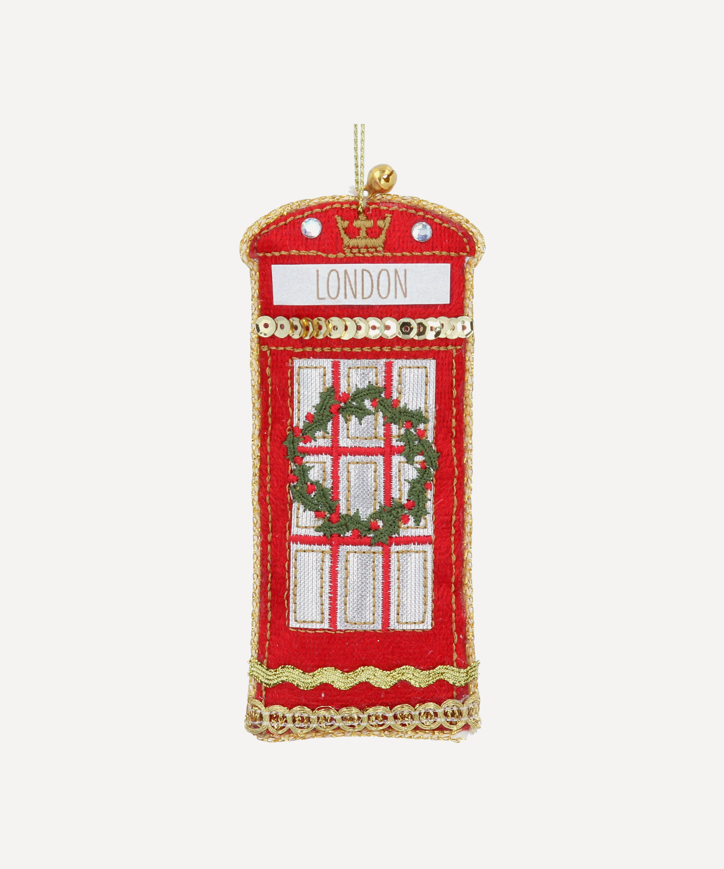 Christmas - British Phone Box with Garland Ornament