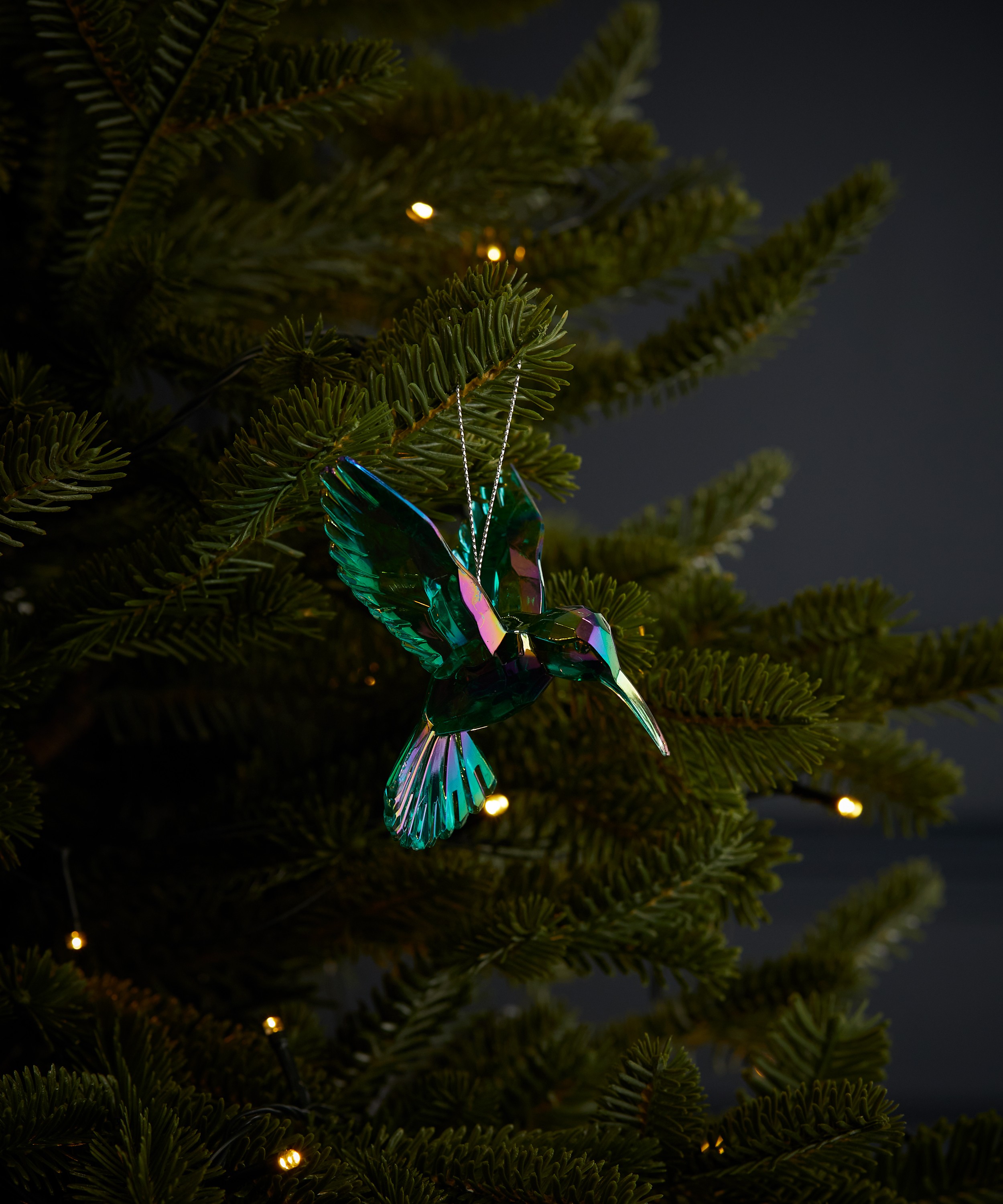 Christmas - Peacock Hummingbird Ornament Set of Two image number 1