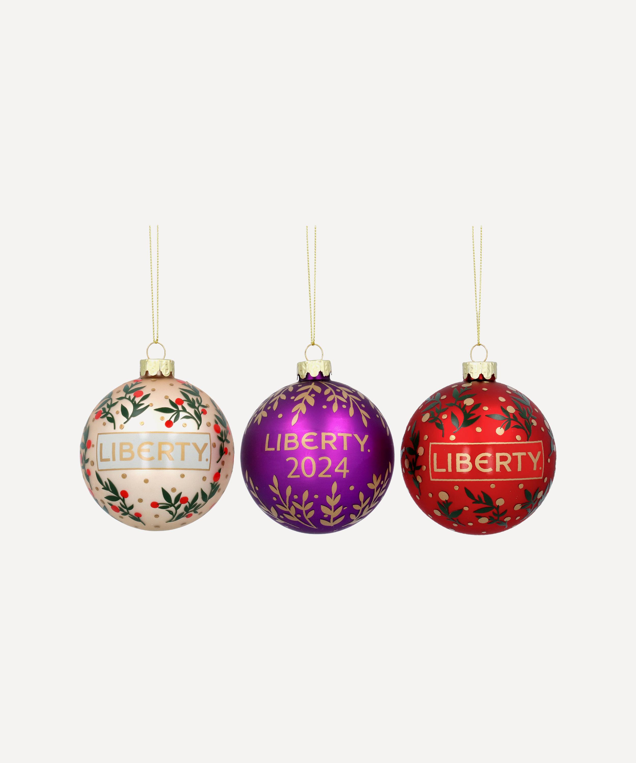 Christmas - Liberty 2024 Glass Bauble Set of Three