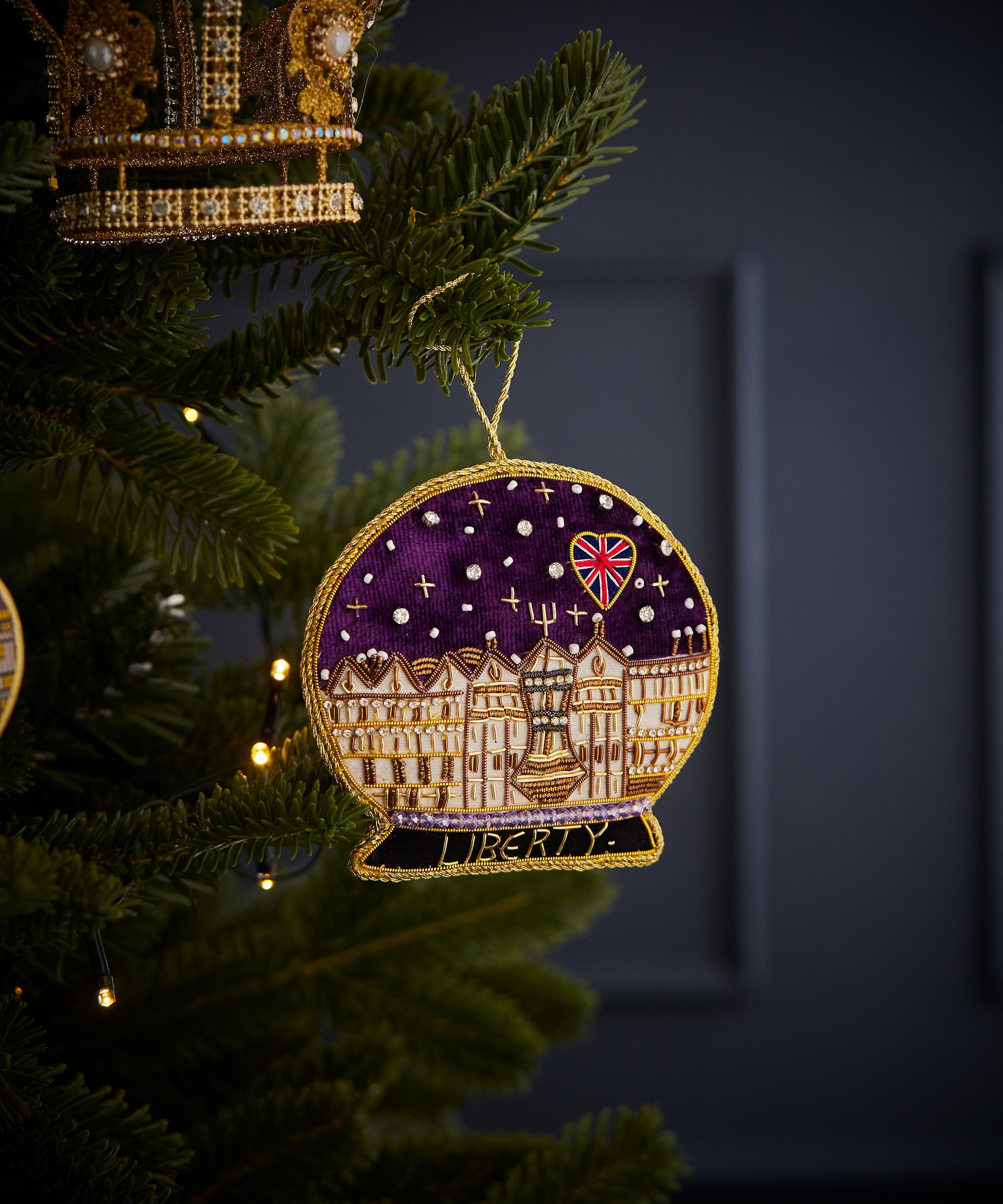 Christmas - Embroidered Liberty Snow Globe Tree Decoration image number 1