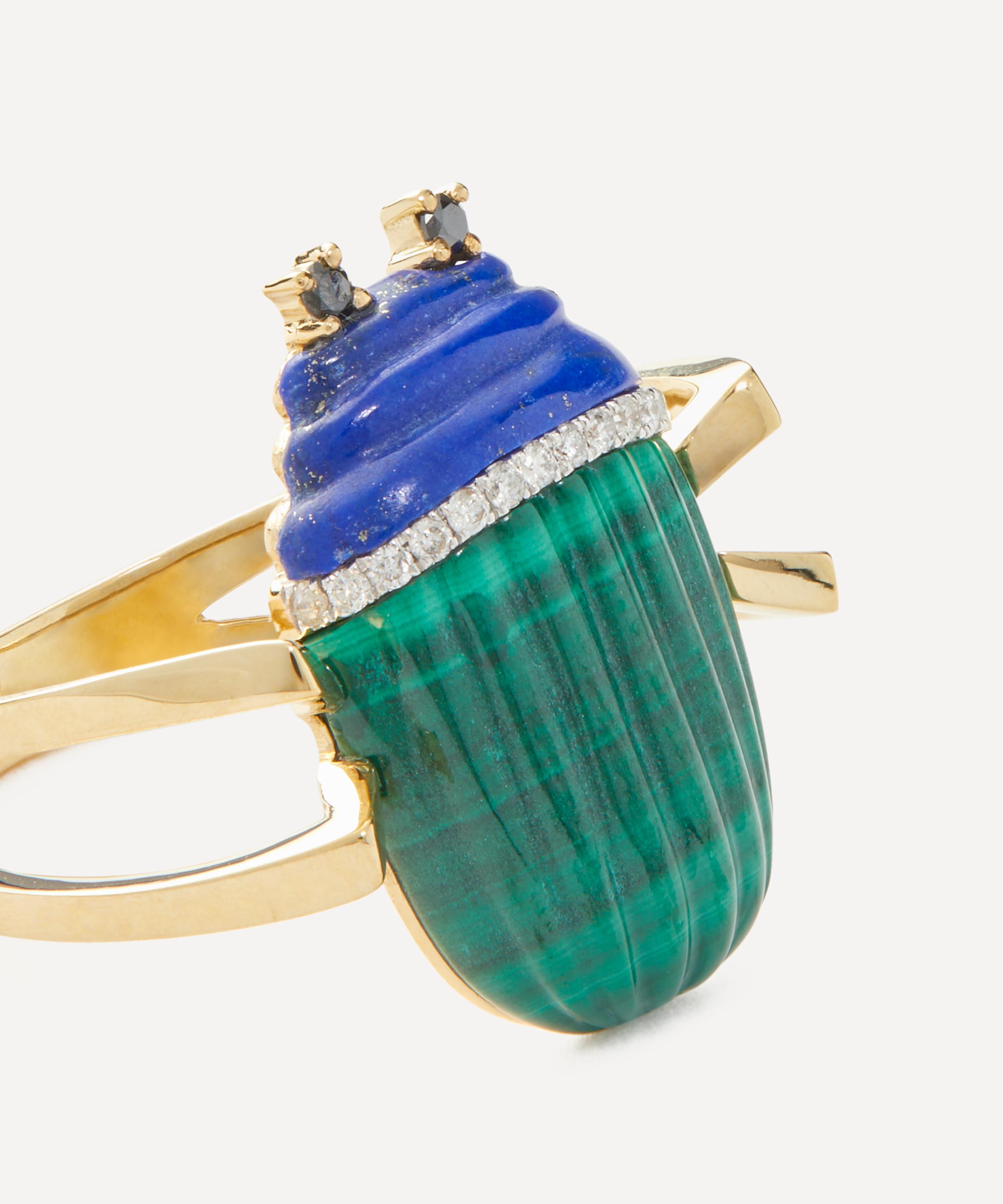 Lapis scarab sale ring